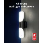 Camera supraveghere eufy Security Wall Light Cam S100, 2K, 1200 lumeni, Night Vision Color, AI, IP65, Floodlight Camera, Negru