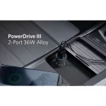 Incarcator auto Anker PowerDrive III, 36W, QC 3.0, Dual Metal USB, Negru