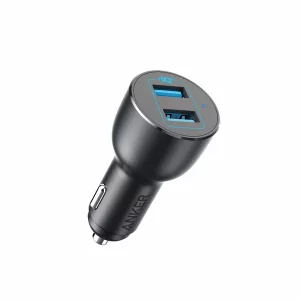 Incarcator auto Anker PowerDrive III, 36W, QC 3.0, Dual Metal USB, Negru